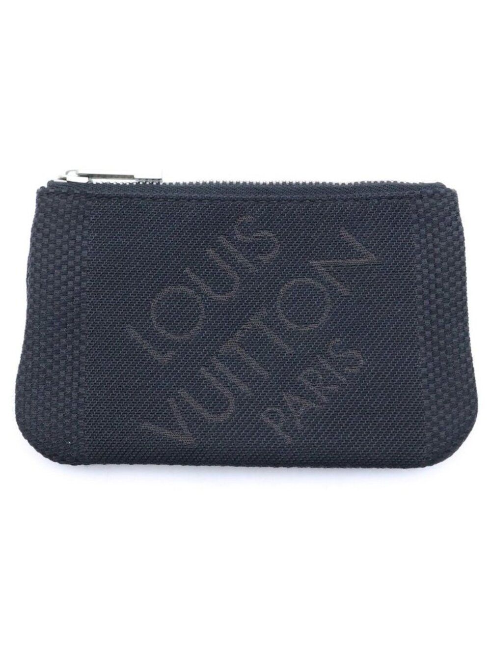 Louis Vuitton Damier Geant Pochette Cles Cartes Credit Coin Purse Black Silver